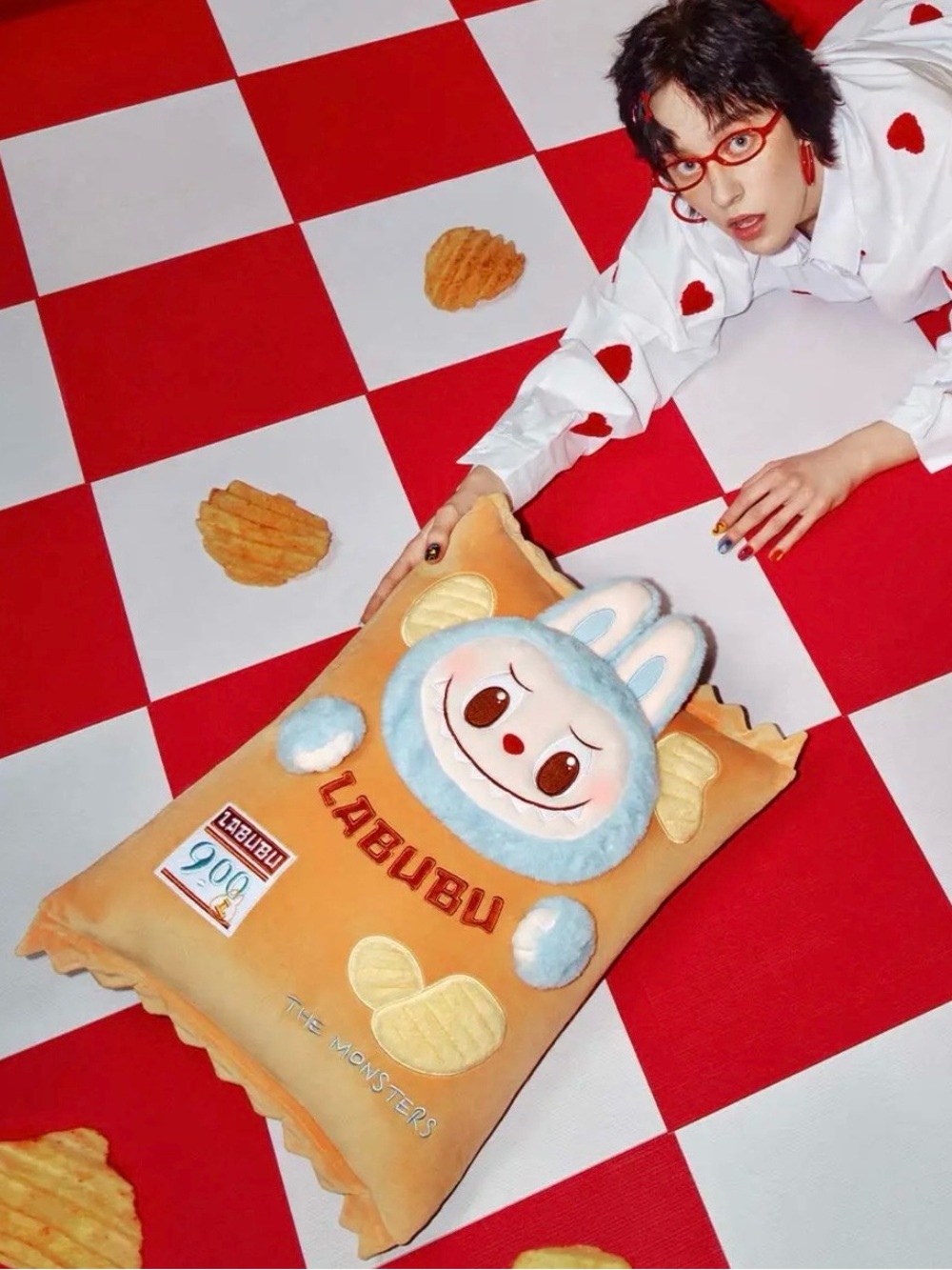 Plush Snack Pillow - Blue & Orange Kids Toy